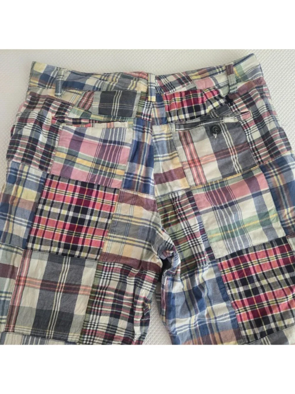 Vintage 90s Polo Ralph Lauren Madras Plaid Patchwork Shorts Mens 28 Multicolor